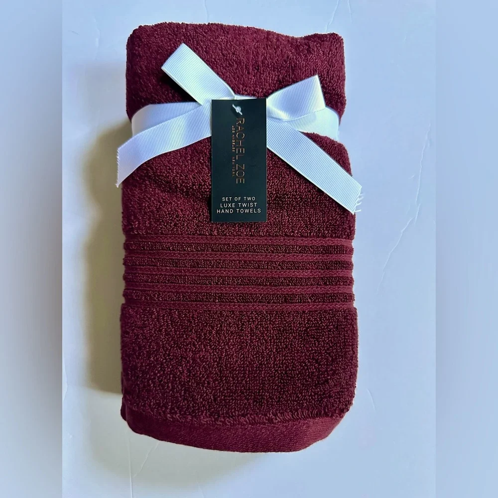 8pc RACHEL ZOE Luxe Twist Bath Towel Set - MERLOTMG - Cotton/Rayon From Bamboo